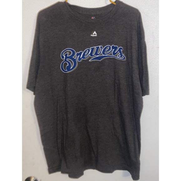 Majestic Other - Majestic Milwaukee Brewers T‎ Shirt Gray XL